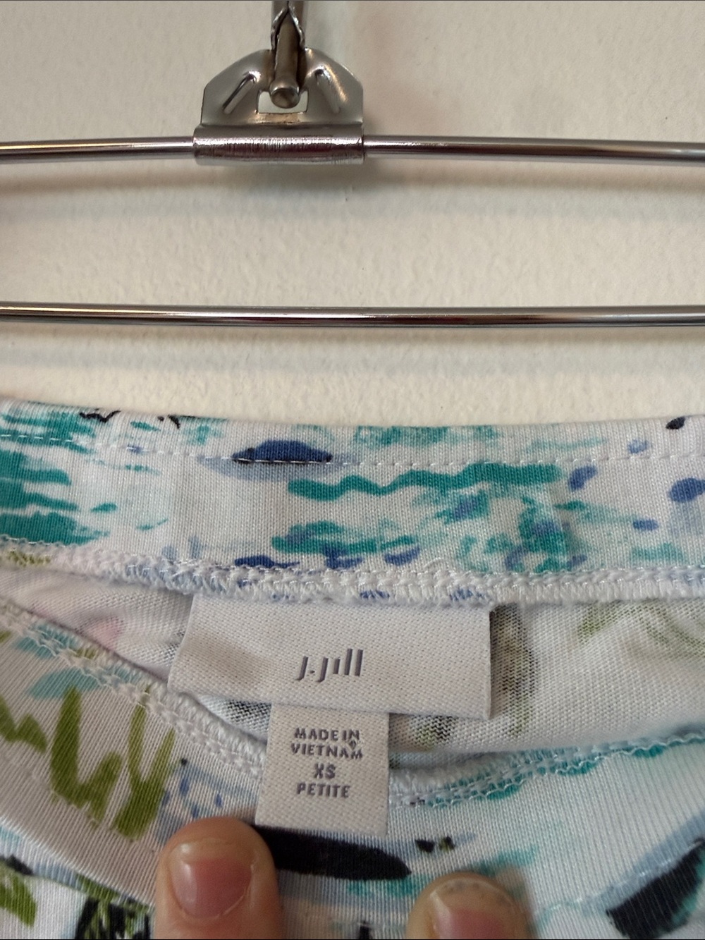 J. Jill White A-Line Skirt with Pink Floral & Blue-Green Coastal Print - Picture 2 of 5